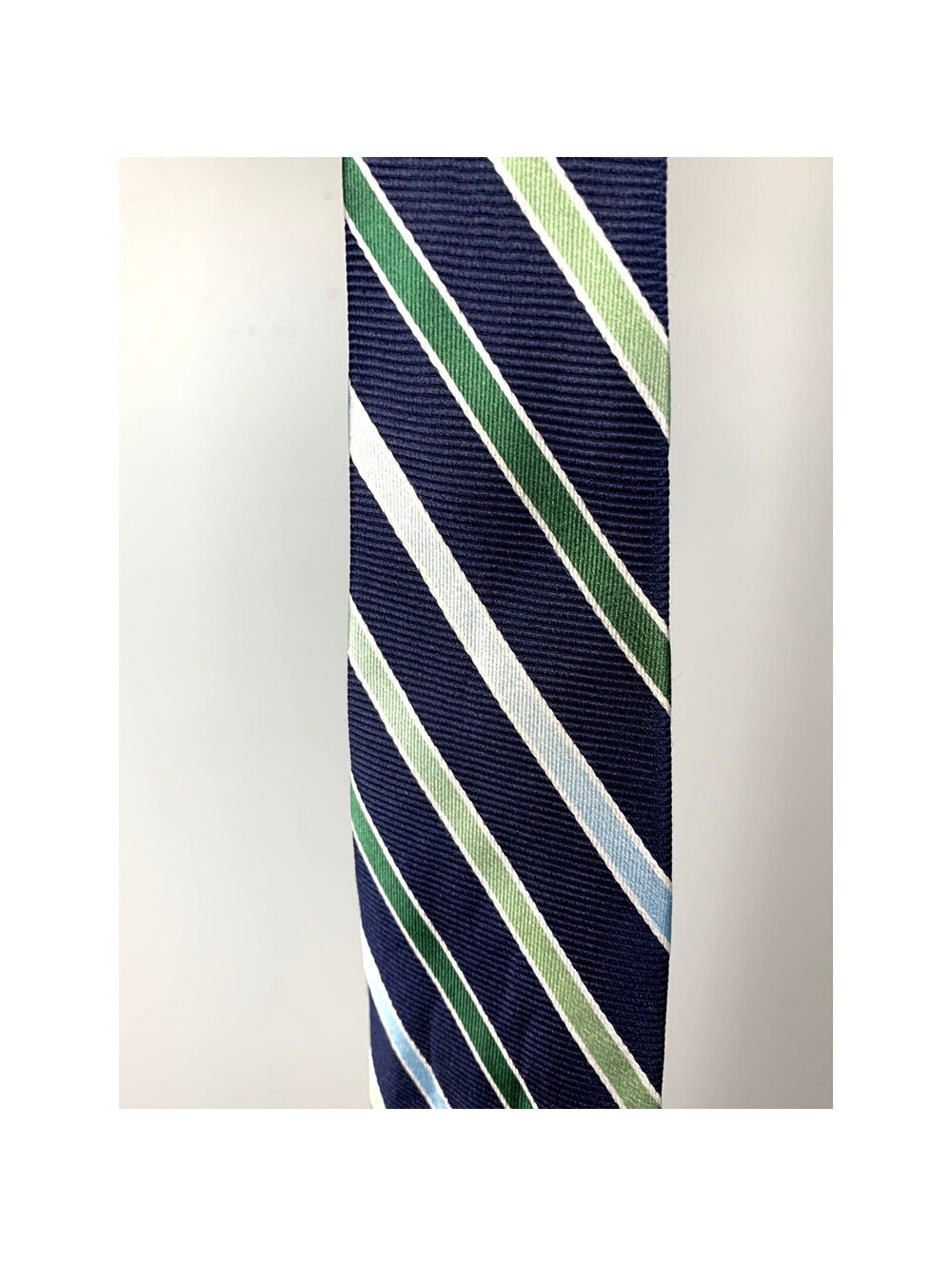 Chaps Ralph Lauren Men's Navy & Green Striped Tie - Picture 3 of 3